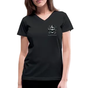 White Logo Women's V-Neck Tee