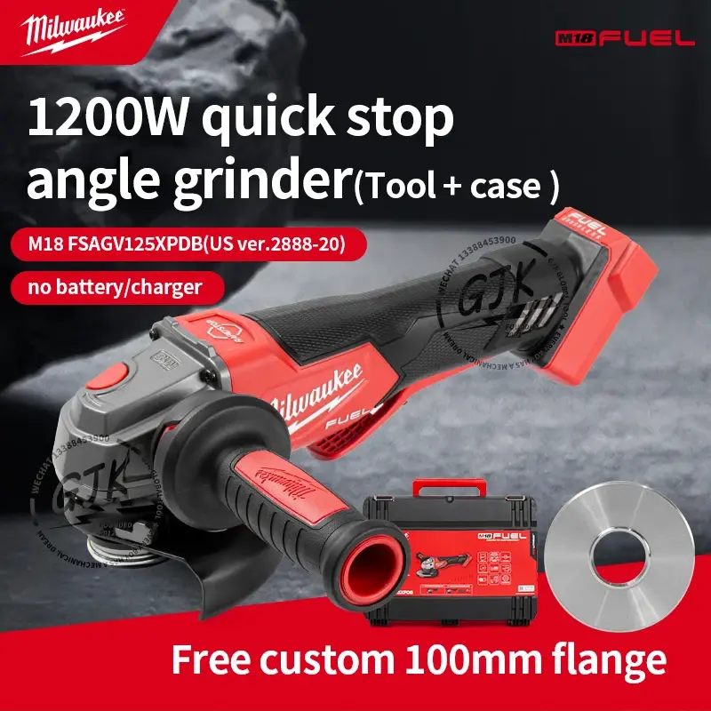 MILWAUKEE M18-FSAGV125XPDB 2888-20 M18 FUEL' 125 mm variable speed &braking angle grinder with paddleswitch(TOOL WITH BOX )