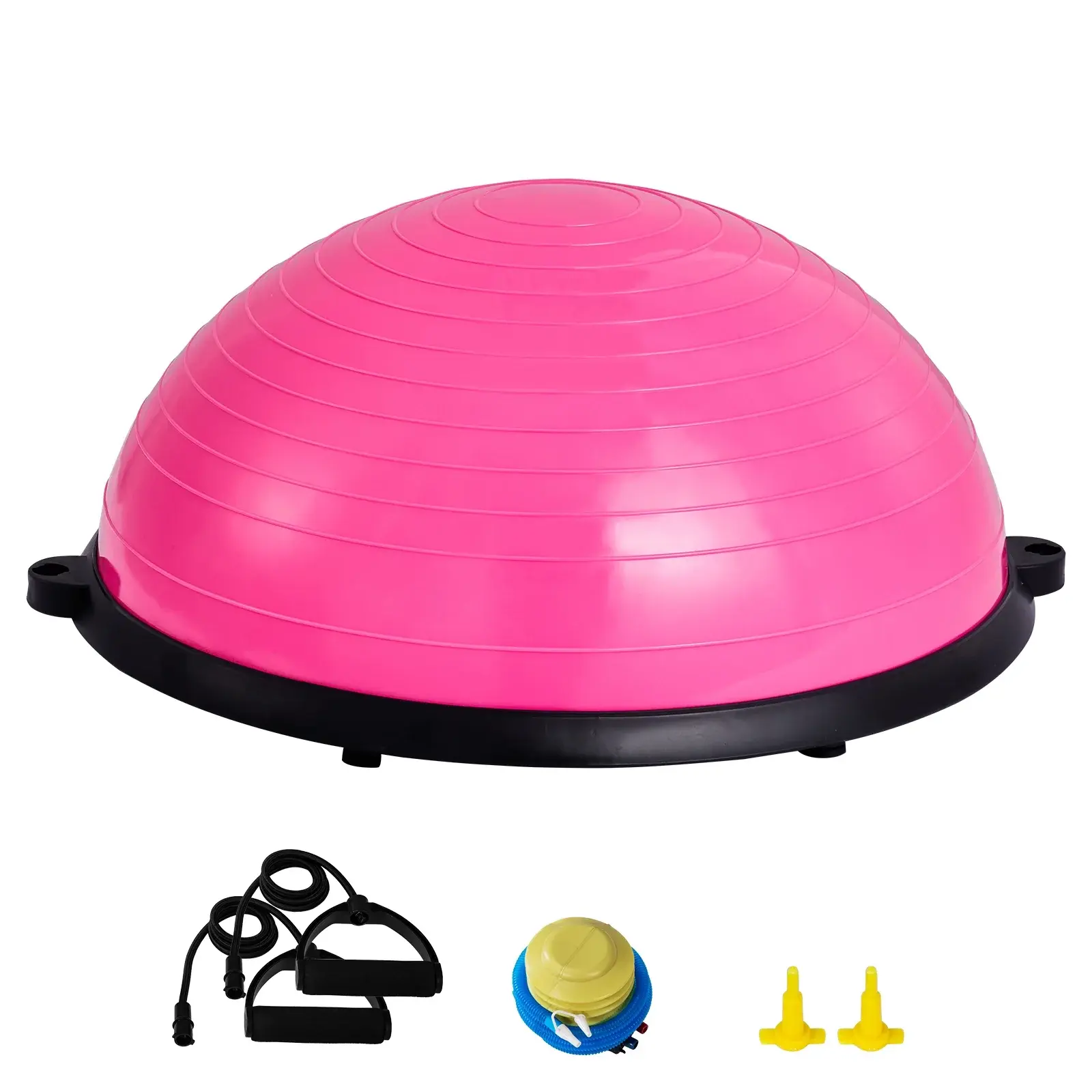 KFFKFF 23 Inch Ball Trainer Half Fitness Yoga Balance Stability Ball Resistance Band