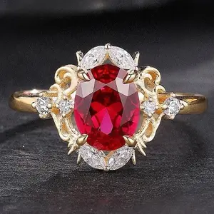 Blood Pigeon Ruby Ring Fashionable European American Jewelry Stunning Ruby Ring for Elegant Style Unique Gift for Her Ideal Engagement Ring