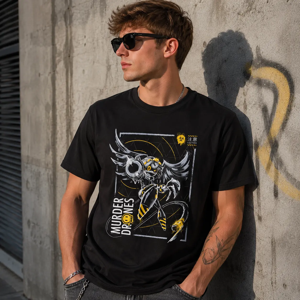 Murder Drones V Graphic Tee | Anime Robot Character T-Shirt | Dark Sci-Fi Unisex Cotton Shirt | Y2K Streetwear | Animation Fan Gift | Unisex Menswear Womenswear Top