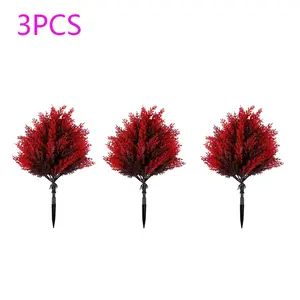 3 trees - artificial red pine and cypress trees with ground stakes, UV-resistant shrubs, realistic green plants, suitable for indoor and outdoor front porches, gardens, Christmas and other festival celebration party, Decoration