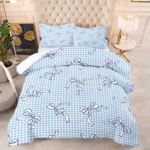Bow Pattern Comforter Set, Soft And Comfortable Bedding Set (1 Quilt + 1/2 Pillowcase, No Pillow Core), Suitable For Girls, Teenagers, Adults, Bedrooms, Dormitories, Guest Rooms