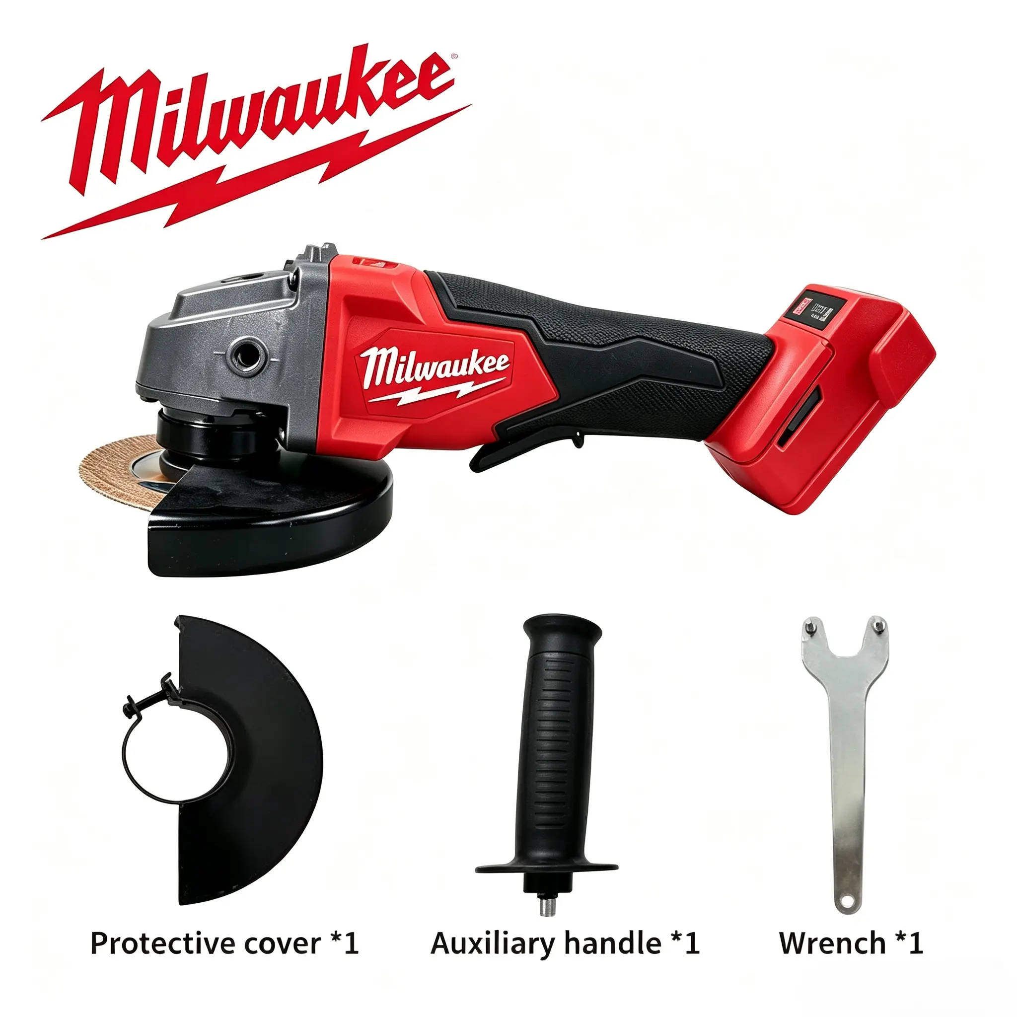 Milwaukee M18 125mm Brushless Angle Grinder, 9500 RPM No-Load Speed, M10/M14 Spindle Thread Compatibility, For Metal Cutting, Weld Grinding & Surface Polishing Tasks