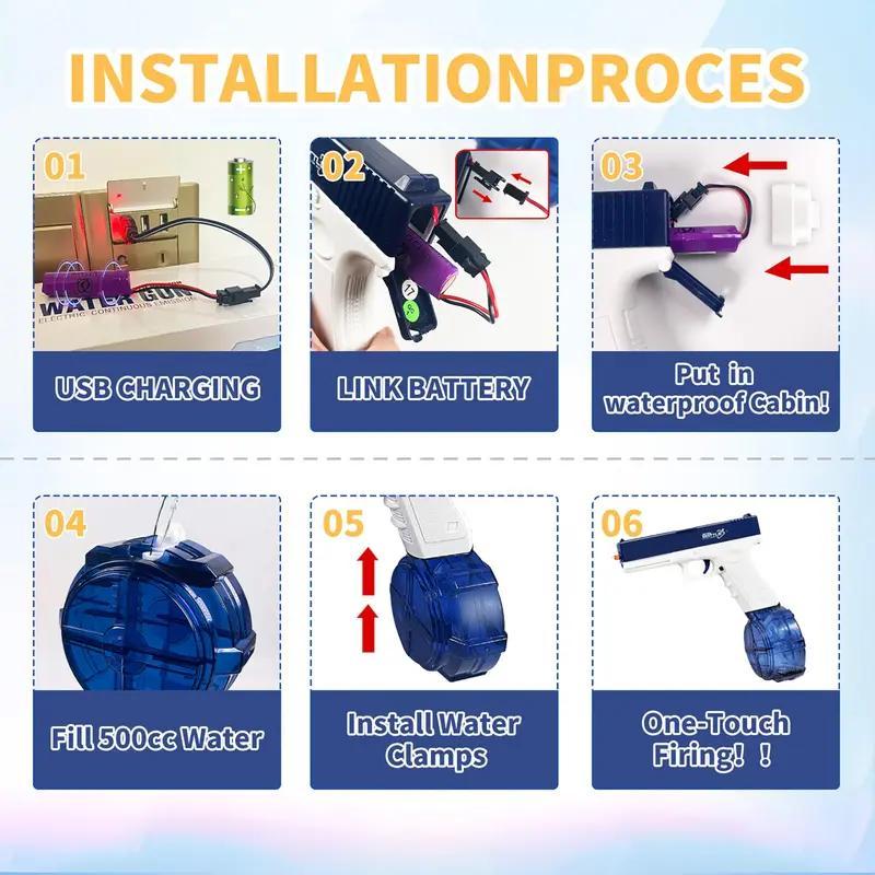 Luminous Flame Effect Electric Water Blaster, High-Speed Continuous Firing Auto Squirt Gun, 320cc Large Capacity & 32 FT Range, Ultimate Summer Outdoor Fun Toy