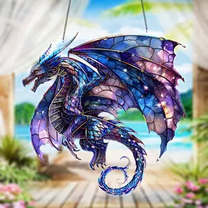 Charming Purple Flying Dragon Sun Catcher, Gift for Dragon Fans, Hanging Decoration, Home Decoration