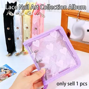 Lace Nail Display Booklet, Portable Design with Detachable Pages, Easy Storage for False Nails, Dust-Proof, Travel-Friendly