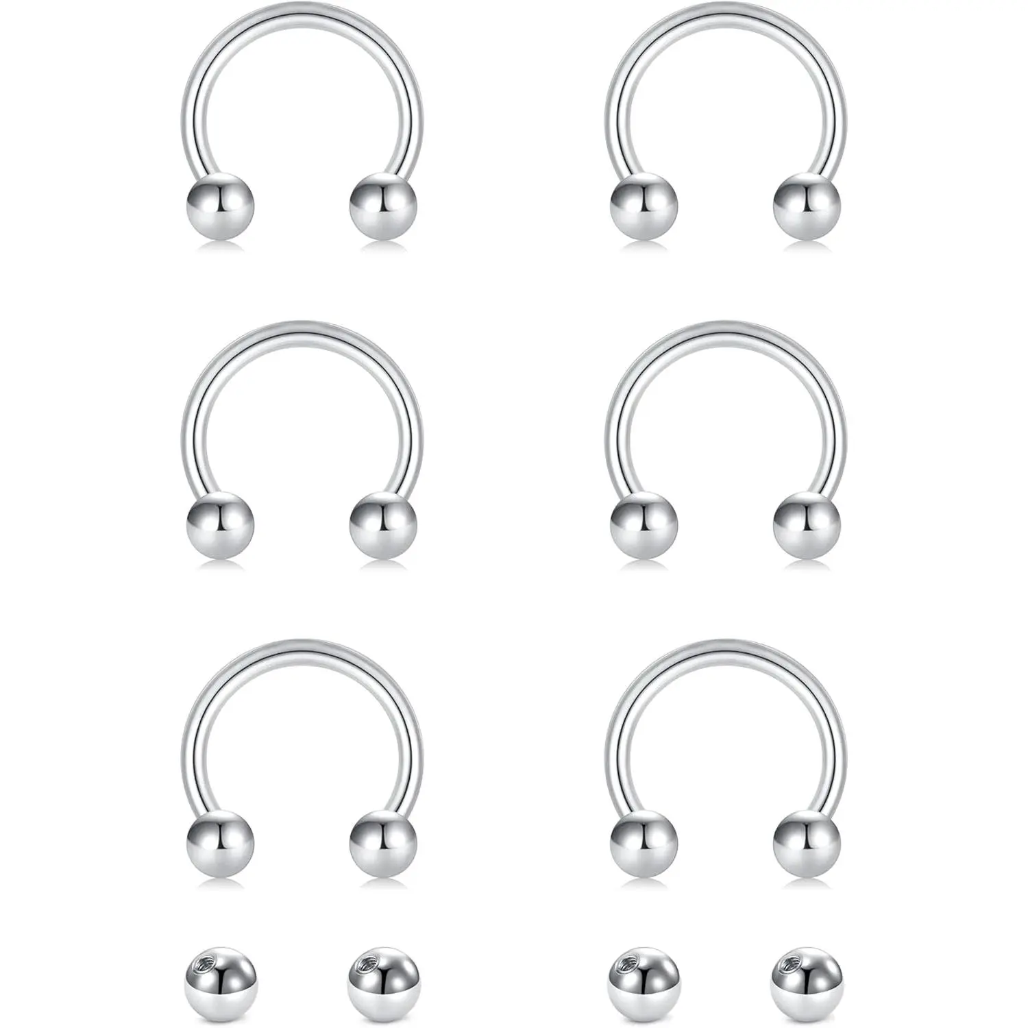 16G 18G 20G Horseshoe Septum Rings Surgical Steel Nose   Cartilage Helix Tragus Earring Hoop Eyebrow Lip Retainer for Women Men 6mm 8mm 10mm 12mm