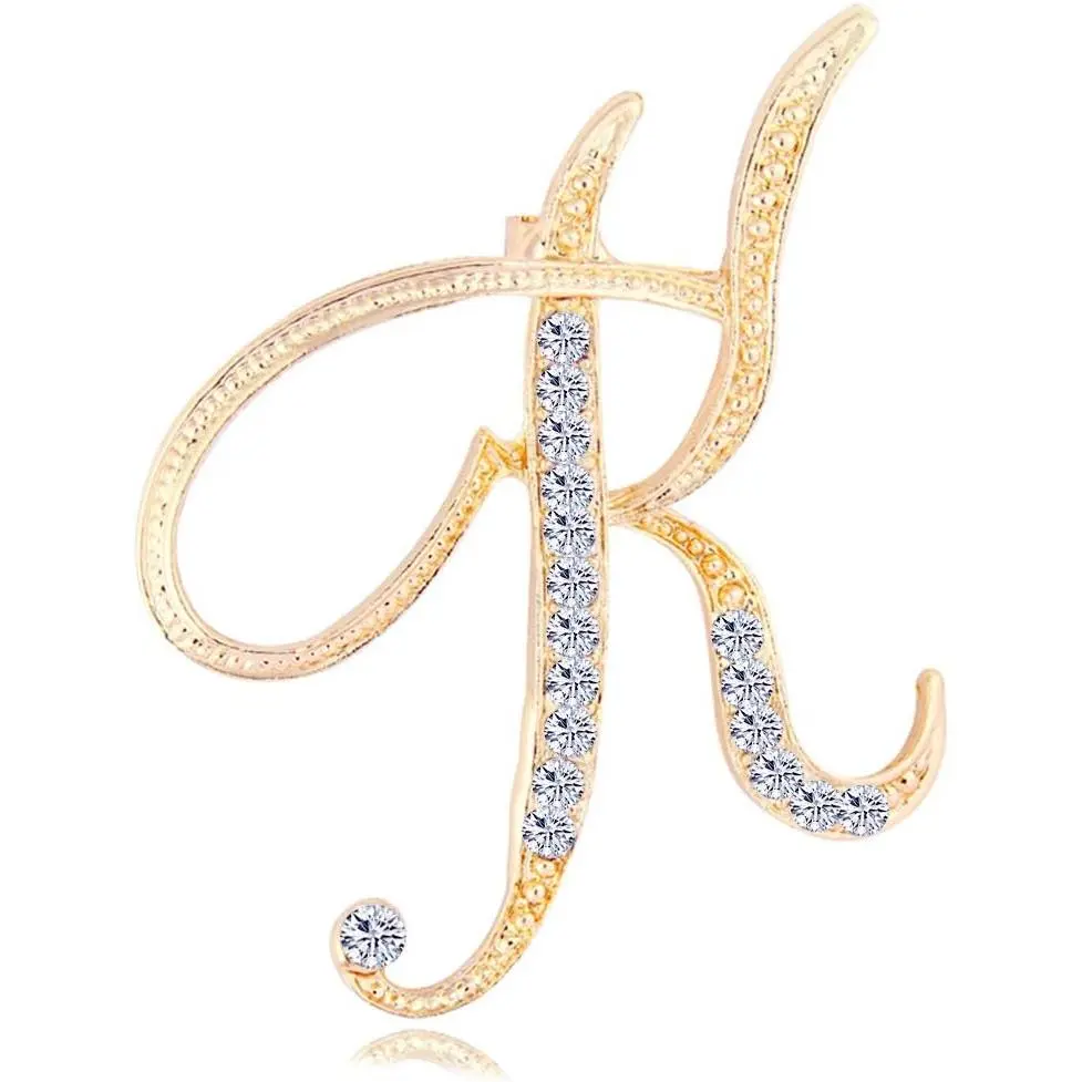 Women's Sturdy Shiny Rhinestone Initial Letter Brooch Pins, Elegant Exquisite Gold A-Z Brooch for Crafts, Father's Day Gifts, Brooch Clip, Elegant Brooch