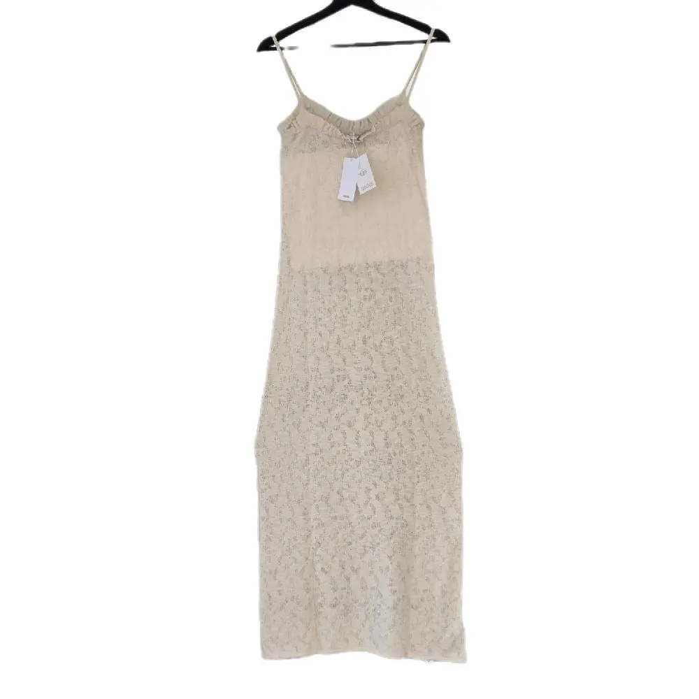 Mango Elegant Spaghetti Strap Maxi Dress in Soft Beige with Delicate Lace Detailing for Summer Occasions