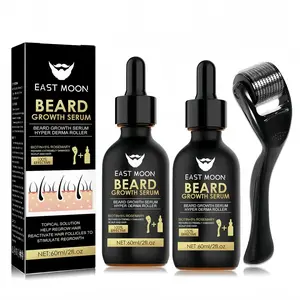EAST MOON Beard Growth Serum & Derma Roller Kit, Beard Care Nutritional Oil, Making Beards Thicker and More Shiny, Daily Beard Care Products for Men, Holiday Gifts, Father's Day