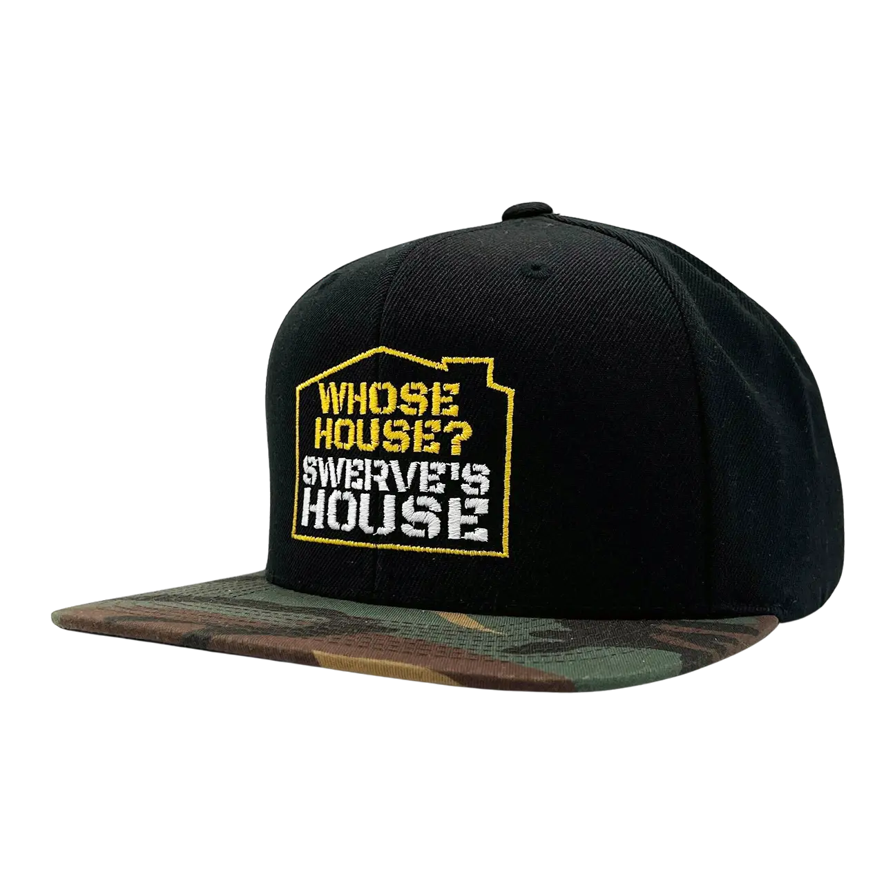 Swerve Strickland - Whose House Camo Premium Embroidered Flatbill Snapback