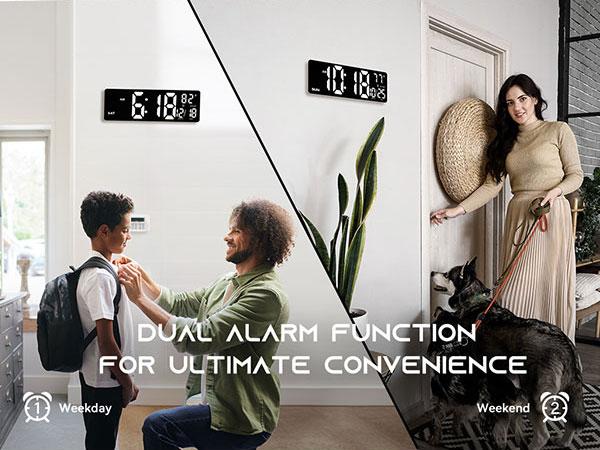 EASYERA 16.5"&12" Large 2 in 1 Digital Wall Clock with Remote Control, RGB Atmosphere Lights with 11 Scenes Mode, Dual Alarms with BIG LED Display, Teacher Classroom, Office, GameRoom, LivingRoom, Auto Dst Adjustment Timer Clock for ADHD, Christmas Gift
