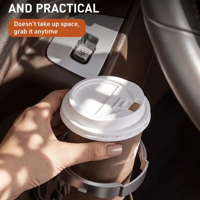 Universal Foldable Car Cup Holder with Hook, Space-Saving Vehicle Drink Holder for Bottles, Coffee Cups & Tumblers, Car Interior Storage Organizer