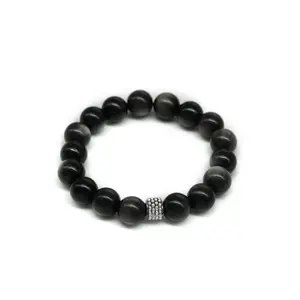 10mm Natural Silver Obsidian Gemstone Beads Energy Healing Crystal