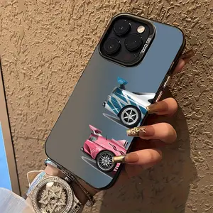 Dual Color Trendy Racing Phone Case for iPhone 15 14 13 12 11 Pro Max SE 2022 Clear Transparent Hard Back Anti-Scratch Shockproof Cool Stylish Cover