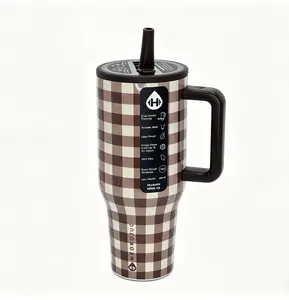 HydroJug 40oz brown bow tie  Style Insulated Stainless Steel Tumbler with Straw - Double-Wall Vacuum Coffee Flask, Portable for Outdoor, Car Use, Ideal for Adults, Insulation Drinkware outdoorfun