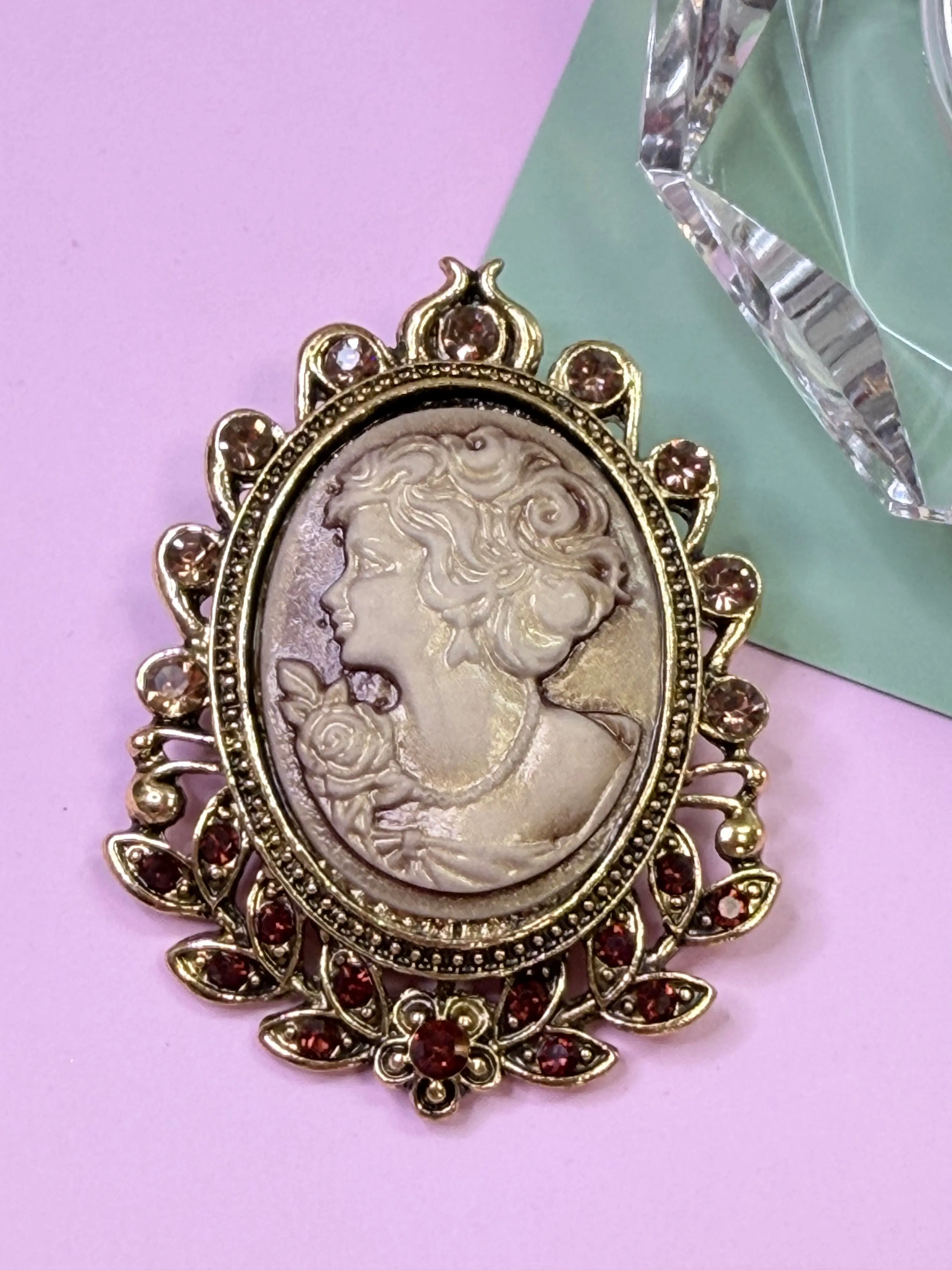 Rose Cameo Vintage Brooch