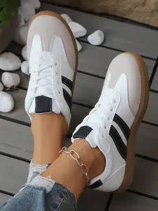 Women's Colorblock German Athletic Training Shoes, Vintage Casual Style, All-Season Versatile Outdoor Wear, Easy Match Daily, Sneaker Trainer
