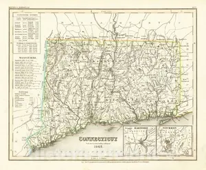 Connecticut 1846 Meyer's Atlas Historical Map Print