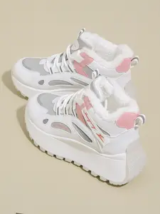 Women's Winter Boots, Silver Color Loafers, Thick Sole Rubber Mary Jane Flats, Casual Sporty Shoes for All Seasons Footwear