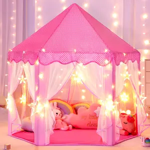 JungleDove Kids Princess Castle Play Tent with Star Lights – Fairy Playhouse for Girls, Ideal Easter & Birthday Gift for Indoor & Outdoor Fun Toys Decorative