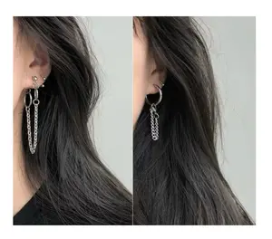 Kpop Stainless steel mismatched earrings. Korean earrings.  Hypoallergenic earrings. Streetwearjewelry trendy