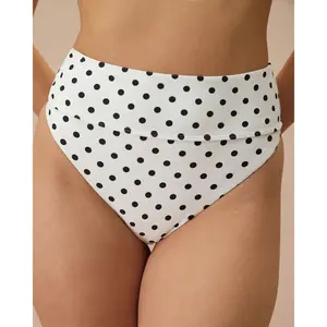 The White Polka Dot High Waist Bikini Bottom