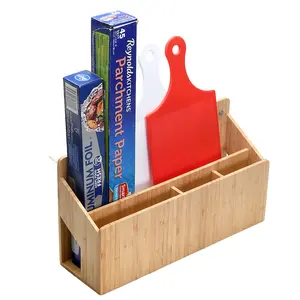 Wall-Mounted Bamboo Multi-Purpose Organizer | Vertical Mail Sorter, Magazine Rack, & Kitchen Wrap Station