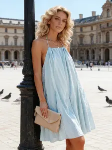 Summer Sleeveless Ditsy Floral Dress, Light Slim-Fitting Ruffle Design, Elegant Loose Fit Flowy, Perfect for Casual & Party Wear