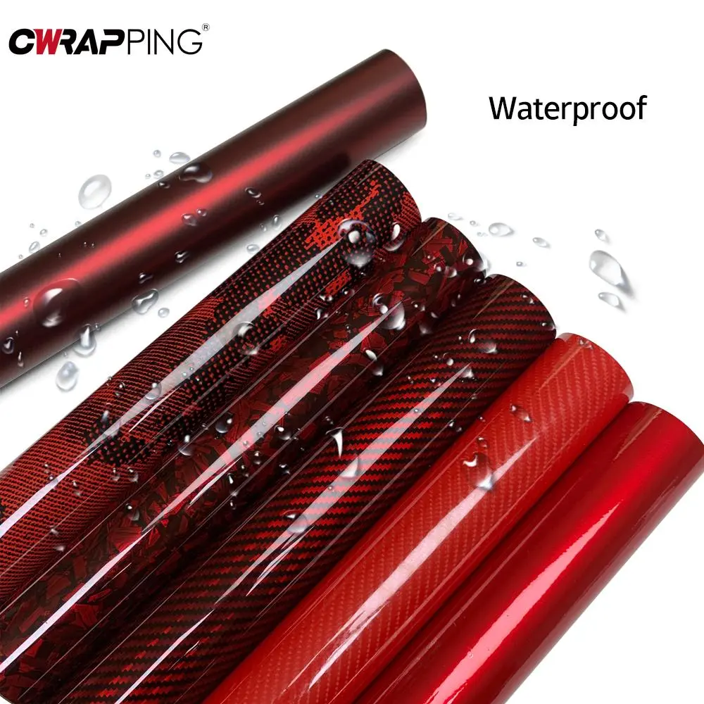 Red Waterproof Vinyl Wrap Cover Automatic Film Suitable for Hood Rear View Mirror Color Change Auto Accessories Car Styling