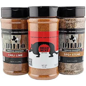 Dillo Dust  Assorted Seasoning Variety Pack - BBQ, Salt-Pepper-Garlic-Steak and Chili Lime Flavor - LaRue Tactical