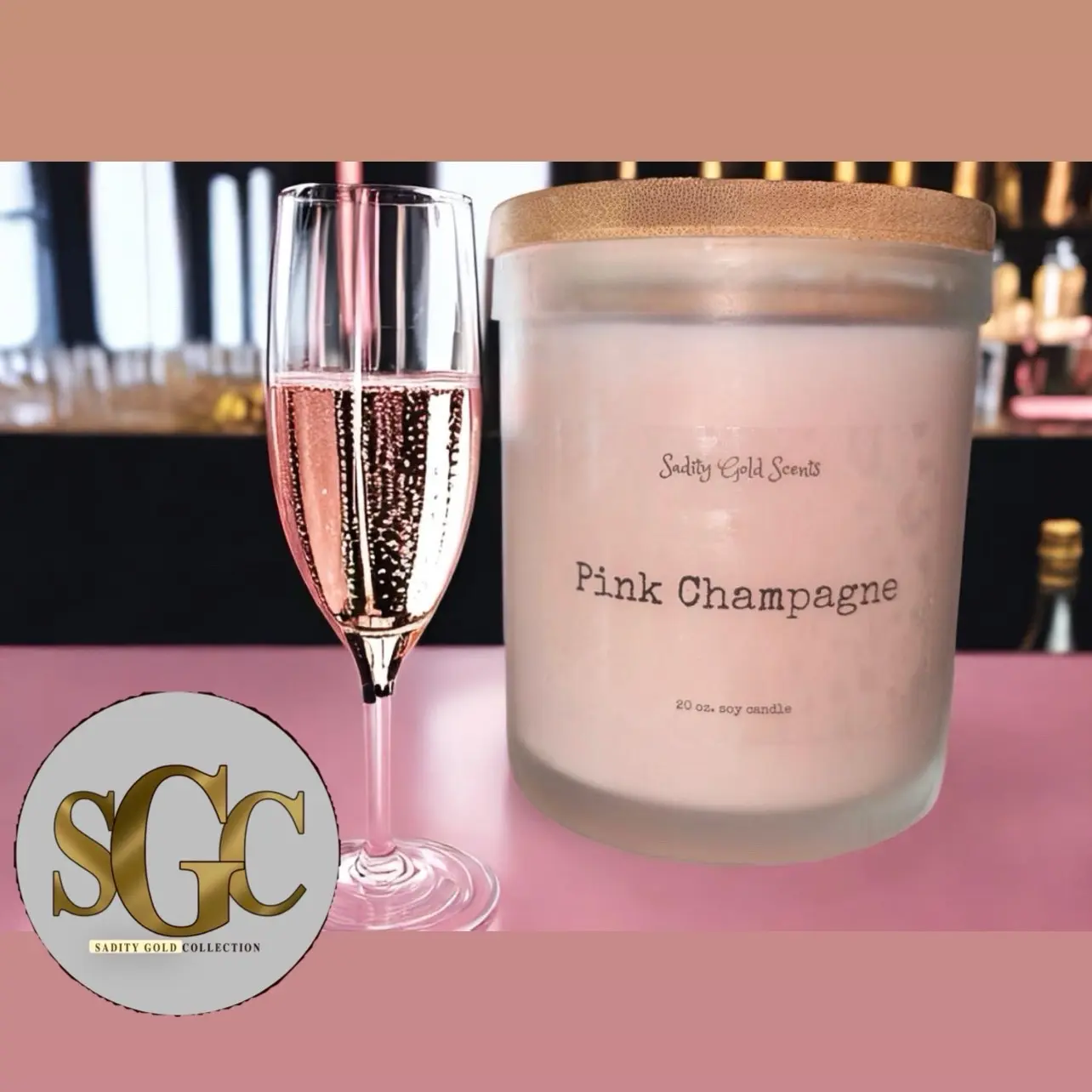 Pink Champagne candle