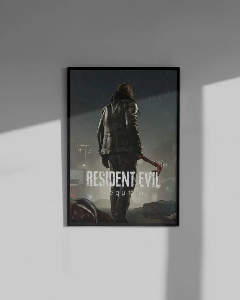 Resident Evil Requiem Poster - Leon S. Kennedy Art Print, Survival Horror Wall Decor Unique Artwork Framed Wall Art