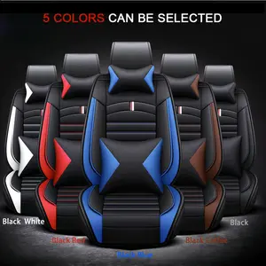 Muchkey 5-Seat PU Leather Car Seat Covers Full Set - Headrests, Pillows, Breathable Front & Rear Cushions - Universal Fit for MPV, SUV, Truck (MH84, Multiple Colors) - All-Season Automotive Interior Accessories, PU Leather Material