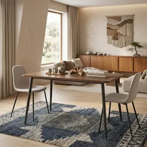 Modern Farmhouse Dining Table, Seats 4-6 People, Suitable for Kitchen & Dining Room, Quick Assembly, Heat-Resistant Surface, Space-Saving Design, Stylish & Durable, Perfect for Family Meals & Daily Use, Easy to Clean, Fits Various Home Decor Styles