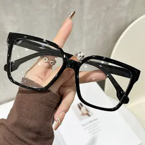 1 pair of large frame women's leopard print color, simple bohemian fashion transparent glasses, suitable for matching clothing