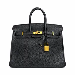 Pre-owned HERMÈS Leather Tote Bags CALUXB Hermes Togo Birkin 25 Black GHW 2021 Stamp Z