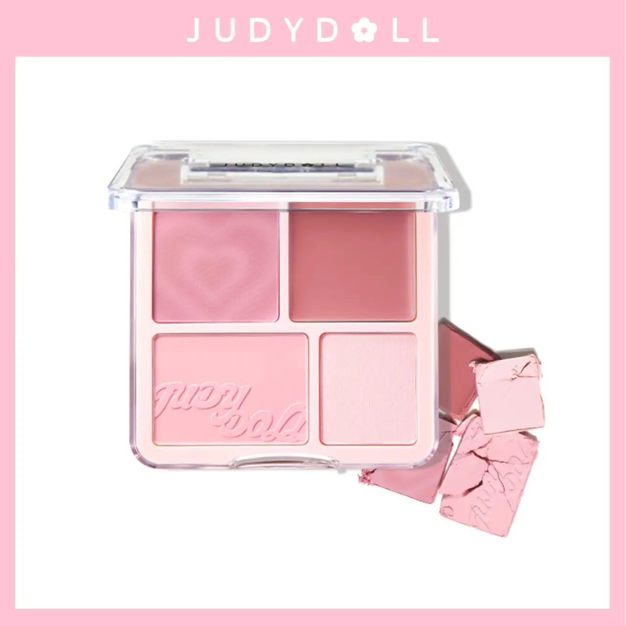 JUDYDOLL 2 In 1 Blush Highlight Palette, Powder & Cream, Natural, Brightening Skin Tone, Highlight, Smooth, Soft Color, Light Pink Blush For Girls, Cute And Lightweight, Long-Lasting, Cosmetic, Booming Beauty, Refresh Look, Summerwins