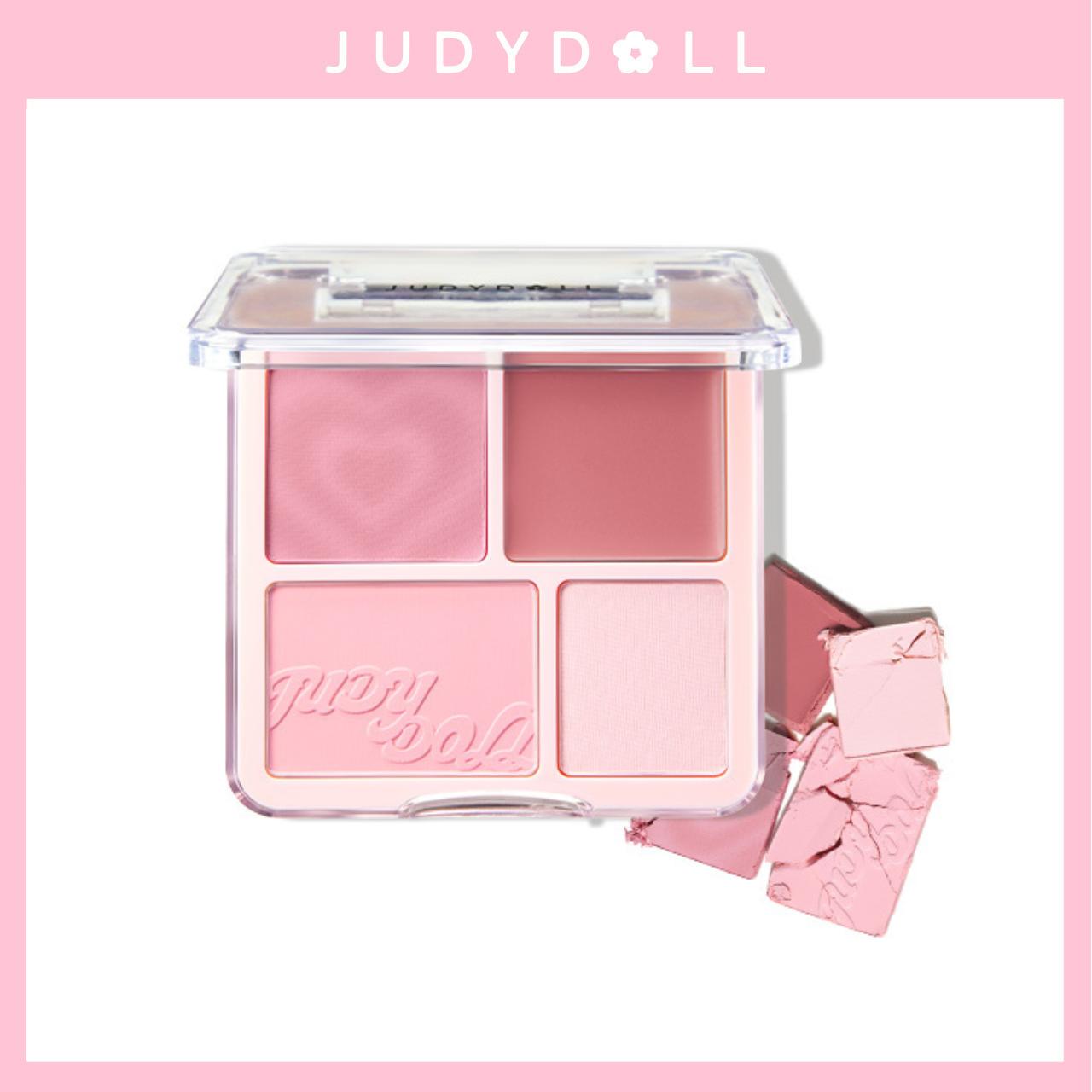 JUDYDOLL 2 In 1 Blush Highlight Palette, Powder & Cream, Natural, Brightening Skin Tone, Highlight, Smooth, Soft Color, Light Pink Blush For Girls, Cute And Lightweight, Long-Lasting, Cosmetic, Booming Beauty, Refresh Look, Summerwins