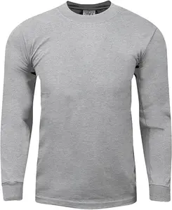 Shaka Wear Men's Max Heavyweight Cotton Long Sleeve Crew Neck T-Shirt - Heather Gray - Medium
