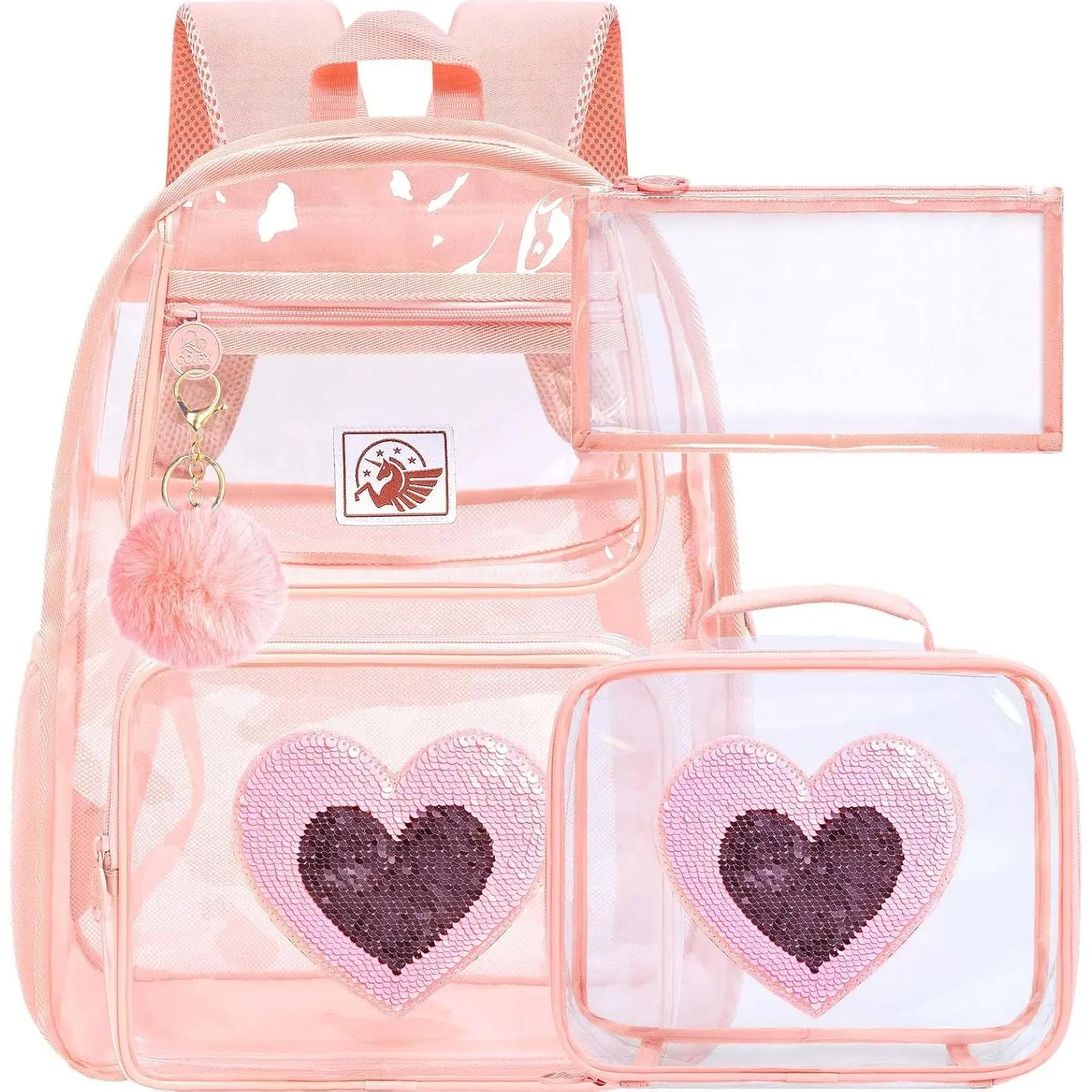Pink Love Clear Backpack Set
