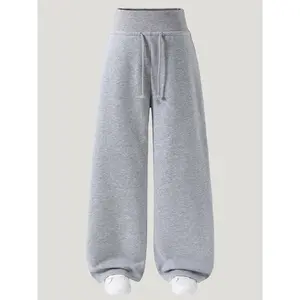 Fashionable High-Waisted Straight Pants in Gray for Girls, Designed for a Trendy And Sophisticated Look, Perfect for Autumn And Winter. These Versatile Long Pants Are Comfortable for Girls in School During The Spring And Autumn Seasons