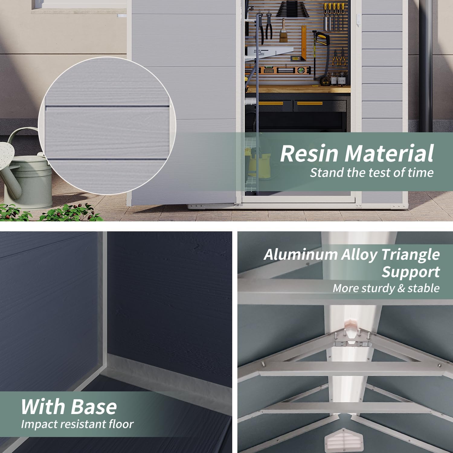 Aoxun Resin Storage Shed with Window – Waterproof, Lockable & Includes a Floor! Perfect for Patio, Lawn & Backyard. #BackyardMakeover #StorageHack #OutdoorOrganization