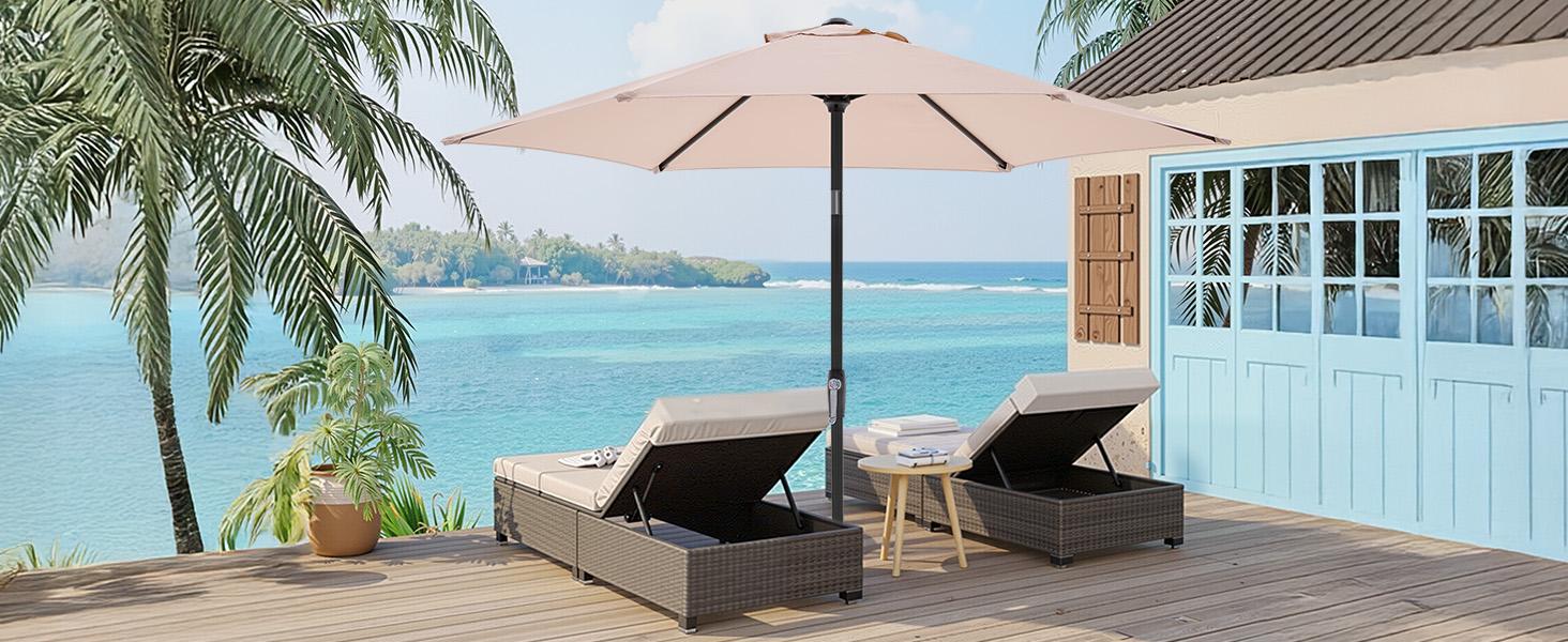 7.5ft Patio Umbrella with Tilt and Crank Button & 8 Sturdy Ribs Waterproof, Patio Table Umbrella Perfect for Poolside, Terrace, Beach and Outdoor Restaurant