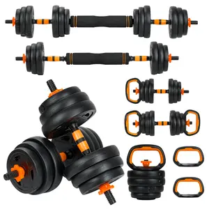 Adjustable Dumbbell Set, 44 lbs Free Weights with Connector, 4-in-1 Weight Set for Barbell, Kettlebell, Push-Up Stand, Home Gym Equipment for Strength Training