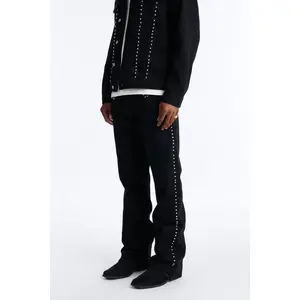 Stacked Slim Flare Iron Outlaw Slit Jean - Black