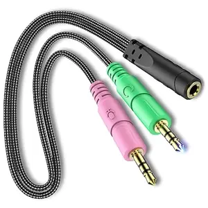 PC Headset/Microphone Splitter Adapter Cable Y-Splitter Compatible with Astro A10 A40, Turtle Beach, HyperX Cloud SteelSeries, Sennheiser, Razer & Other Gaming Smartphone Headsets