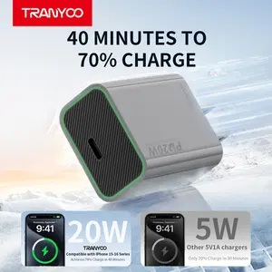 20W USB C Fast Charger, Ultra-Compact PD Charger with ABS+PC Fireproof Material, Global Universal AC 100-240V, Compatible with iPhone 15/16/17/14/13, Samsung Galaxy