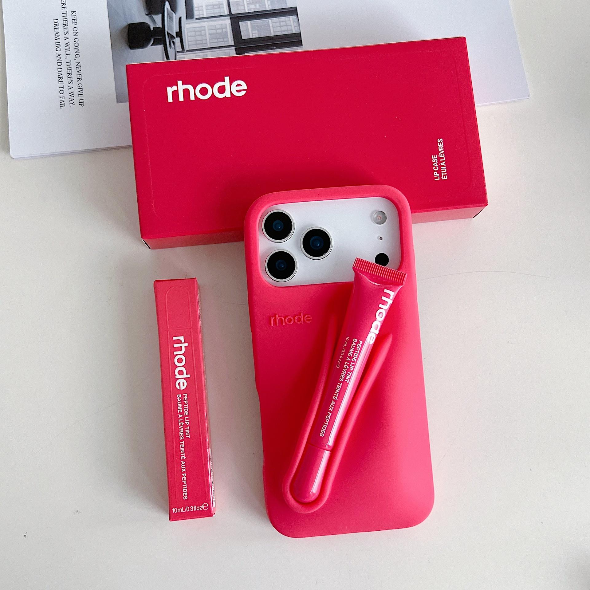 RHODE Beauty Organizer Phone Case for iPhone 11 12 13 14 15 16 17 Pro Max, Soft Silicone Protective Cover with Built in Lip Balm Holder